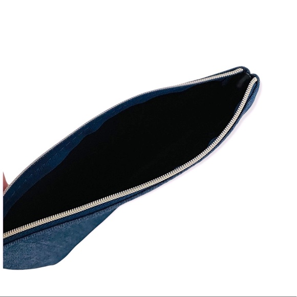 NEW Clarins Cosmetic Bag Denim w/Eye, Star & Sequined Lips; Lipstick Zip… - Picture 3 of 7